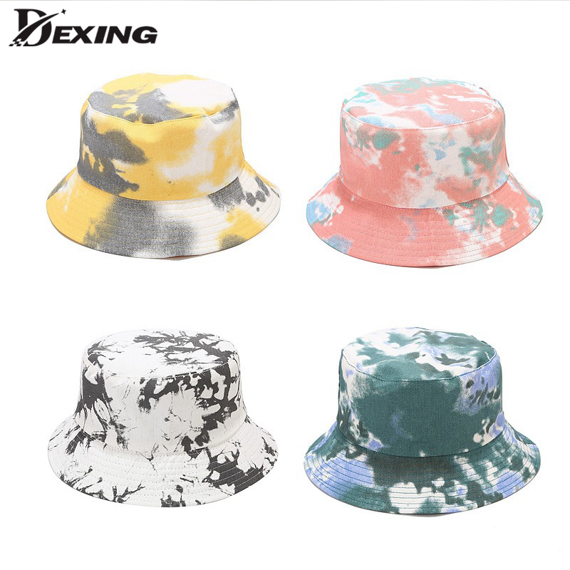 Wholesale Ins Tie Dye Summer Bucket Hat for Women Men Fashion Reversible Bob Ladies Panama Skateboard Sun Fisherman Hat