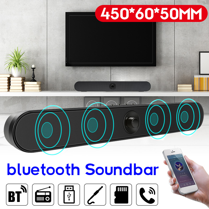 Outdoor HIFI Sound Bar USB Wired/Wireless Bluetooth Home Theater FM Radio Surround SoundBar Subwoofer for PC TV Computer