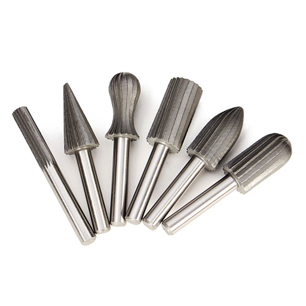 5/6pcs Professional Durable HSS Tungsten Steel Rotary Cutter Files Grinding Engraving Drilling Bit for Rotary Tools