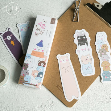 10box/lot Cute bookmark set cat bear rabbit book marker paper gift Stationery Office School supplies wholesale