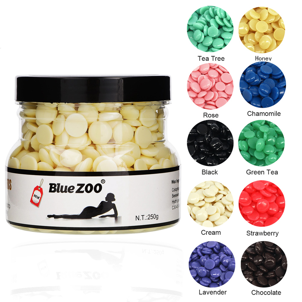 Blue Zoo 250g Hard Wax Beans 10 Flavor Depilatory Waxing Pellet Body Bikini Arm Leg Hair Removal Epilator Brazilian Wax Beans