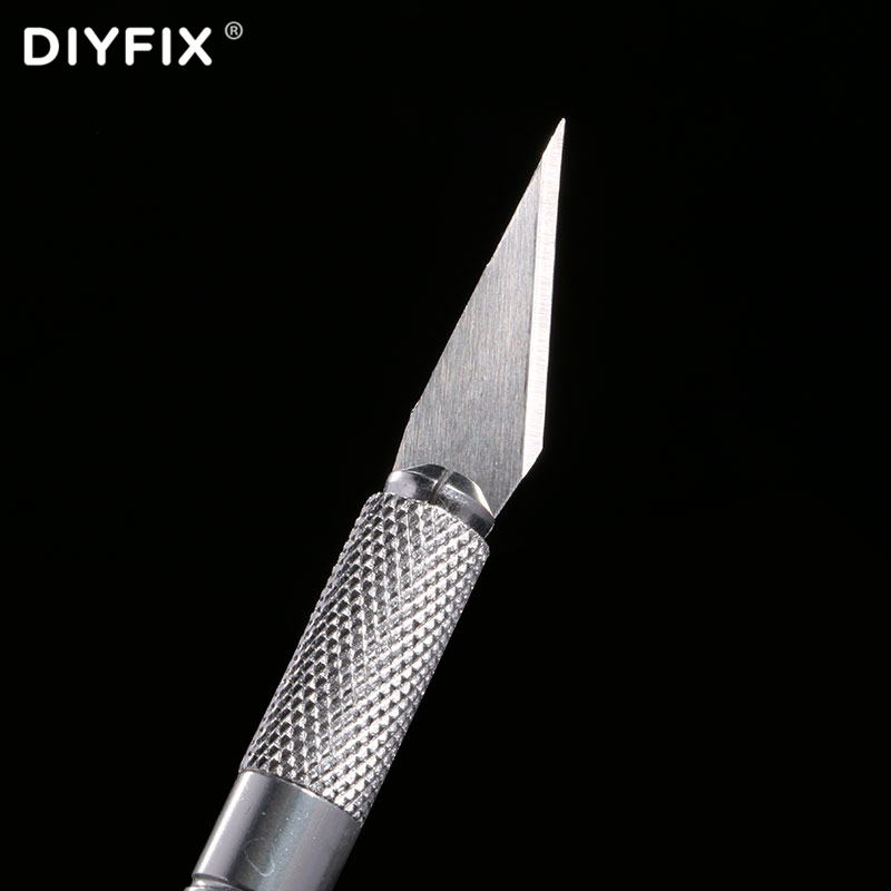 DIYFIX Mobile Phone Repair Cutting Knife with 6 pcs Blade Scraping Cutter Drawing Knife Tool for DIY for iPhone Cell Phone Tools