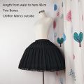 Women Girls Black Petticoat 2 Hoops Skirt Chiffon Ball Gown Short Half Slip Underskirt for Lolita Cosplay Chiffon Petticoat