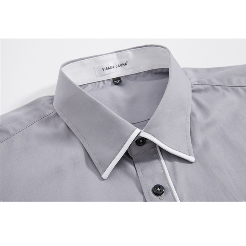 VISADA JUANA 2019 Men's Shirts Slim Fit Men's Casual Shirts Long Sleeve Solid Dress Shirts Men Clothes Y60