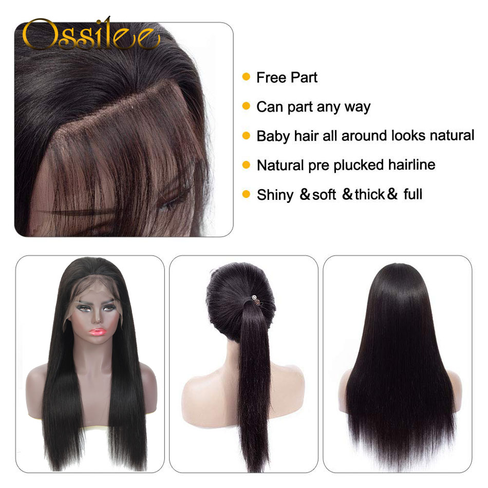 13x4/13x6 Straight Lace Front Human Hair Wigs 360 Lace Frontal Wigs Remy Brazilian Human Hair Lace Wigs for Women 250 Density