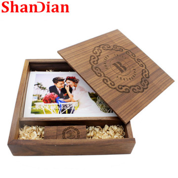 SHANDIAN USB flash drive Wooden Photo Album wood usb Box USB disk Pen drive 8GB 16GB 32GB 64GB Wedding Studio gift usb stick