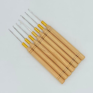 40 PCS/Lot Wood Hook Pulling Needle Micro ring hair extension tools Needle Threader