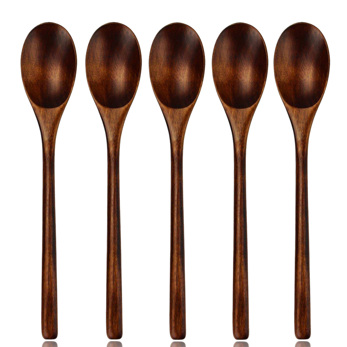 Spoons Wooden Soup Spoon 5 Pieces Eco Friendly Tableware Natural Ellipse Wooden Ladle Spoon Set for for Eating Mixing Stirring