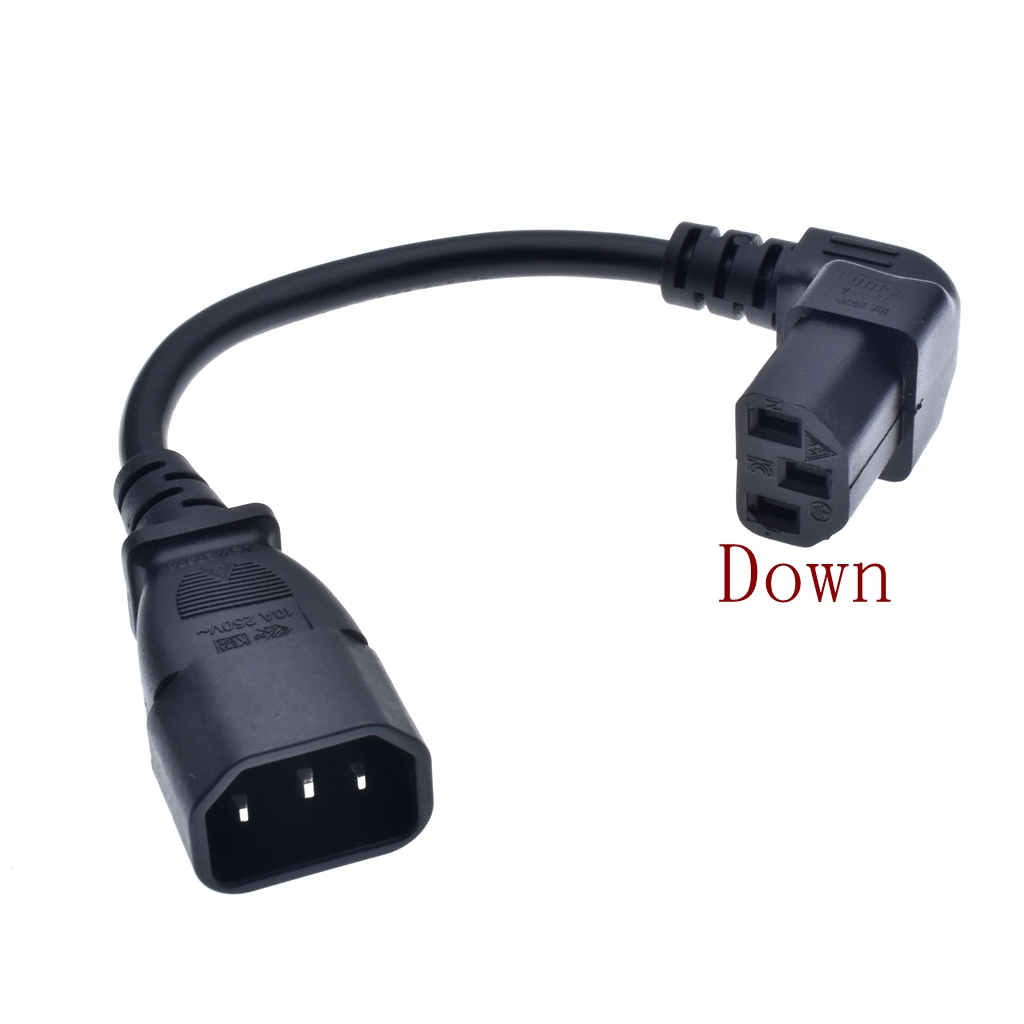 IEC 320 C14 Male to C13 Female PDU/UPS Extension Power Cable Connector Up/Down 90 degrees Right Angle,20cm,0.75mm Guage