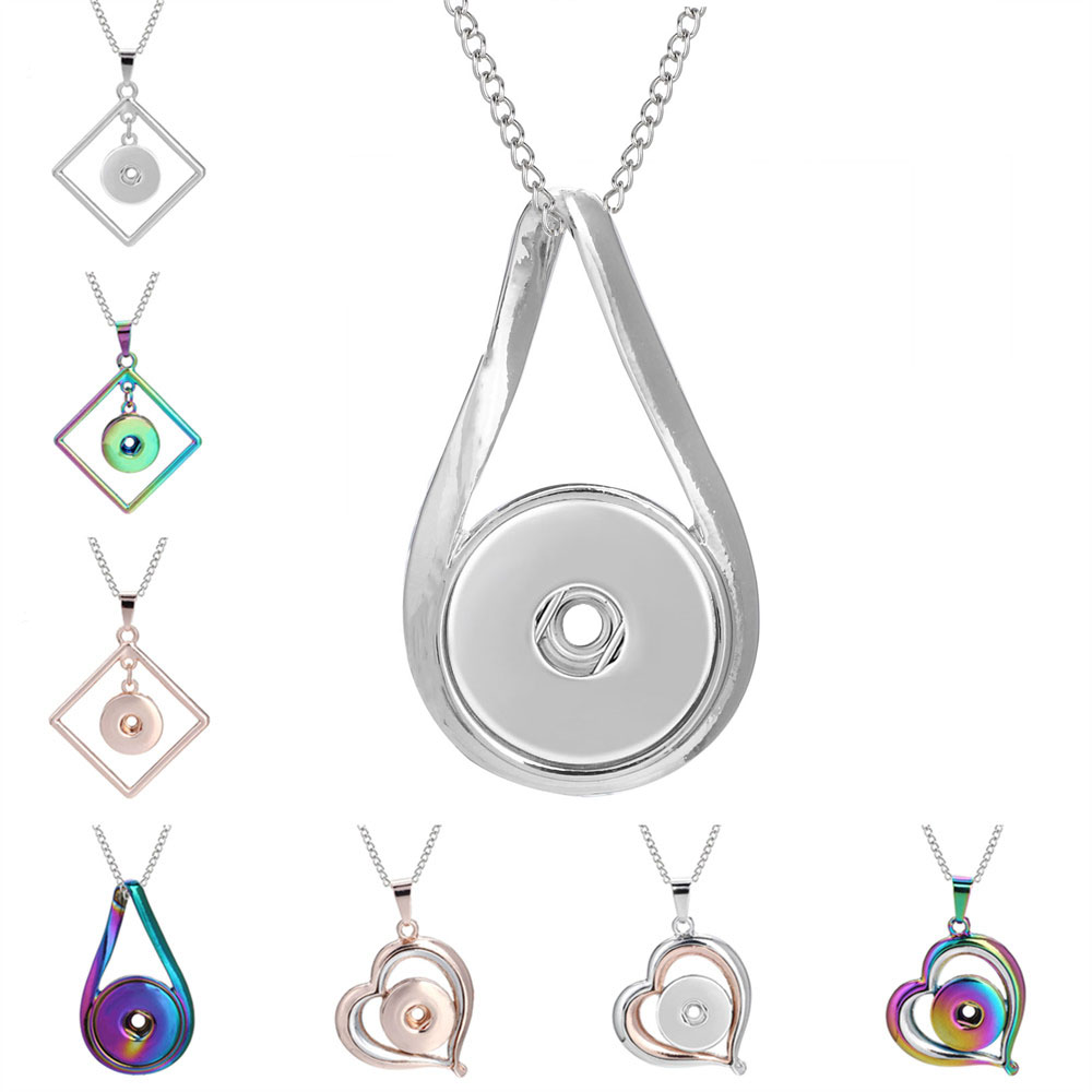 Three Color Snap Necklace Jewelry Simple Snap Pendant Necklace Fit 18mm Snaps Button Jewelry for Women Accessories ZG511