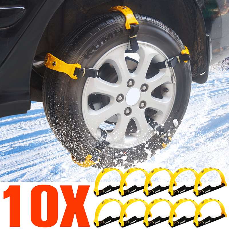 10pcs Winter Car Tire Snow Adjustable Anti-skid Safety Double Snap Skid Wheel TPU Chains For Truck Car SUV