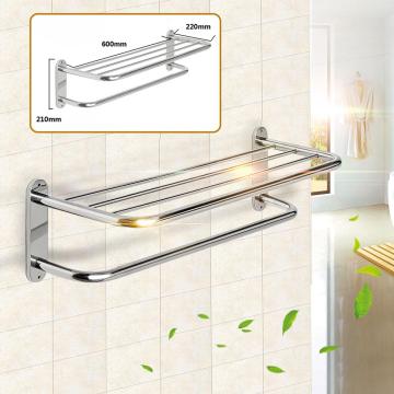 Stainless Steel Wall Mounted Hotel Bathroom Towel Rack Rail Holder Storage Shelf Towel Bars