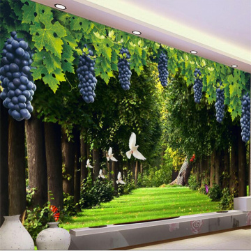 wellyu Fresh grape green carpet TV background wall decorative painting custom large mural green wallpaper papel de parede