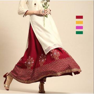 Four Colors 2020 New India Ethnic Style Bottom Woman Performance Dance Cotton Leng Ha Skirt