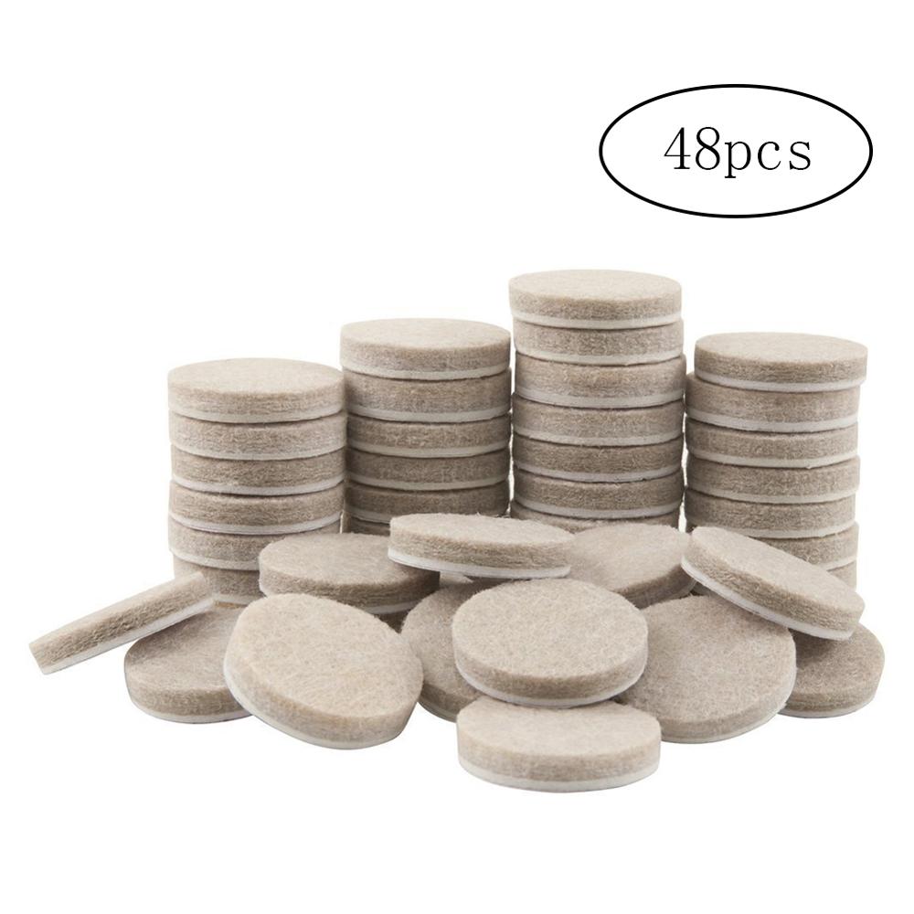 48PCS Round Thicker Felt Furniture Pads (1 Inch Diameter) For Hard Surfaces Floor Protectors