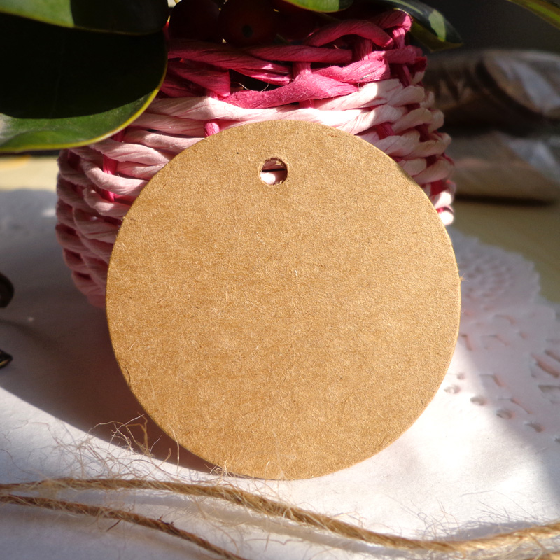 100pcs Round Kraft Gift Tags Paper Hang Tag Party Decoration DIY Craft Label Sewing Garment Tags Vintage Kraft Cards Label 5cm