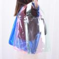 Color Random Fashion Net Hipster Shopping Bag Transparent Pvc Jelly Tote Bag Girl Plastic Vest Bag For Woman Lady