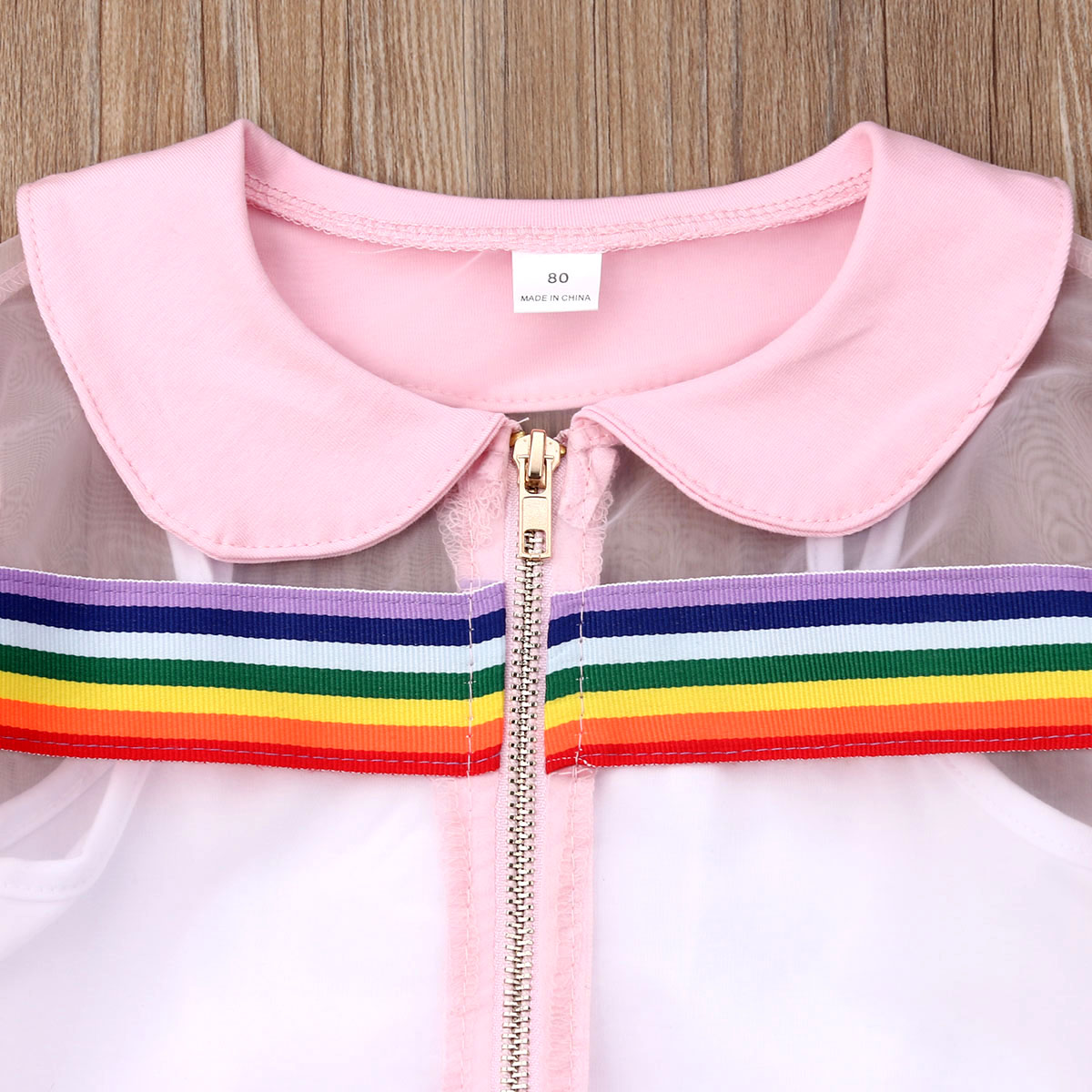 2019 Children Summer Clothing Toddler Kids Baby Girl Mesh Coat Vest Pants Outfit 3Pcs UV Sunsuit Colorful Rainbow Striped Set
