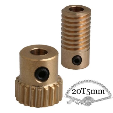 5mm Bore Hole Diameter Brass Worm Gear Shaft + 20 Teeth Worm Wheel 0.5 Modulus Set Drive Gear Box Shaft