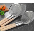 Stainless steel big long noodle French fries colanders strainer basket wooden handle frying net Hot Pot leaky filter sieve sink
