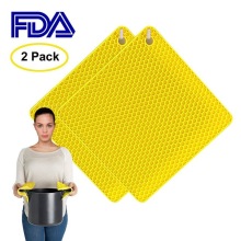 2pcs Silicone Pot Holders Trivet Mat Jar Opener Spoon rest Flexible & Durable Heat Resistant Mat Square Honeycomb Pattern