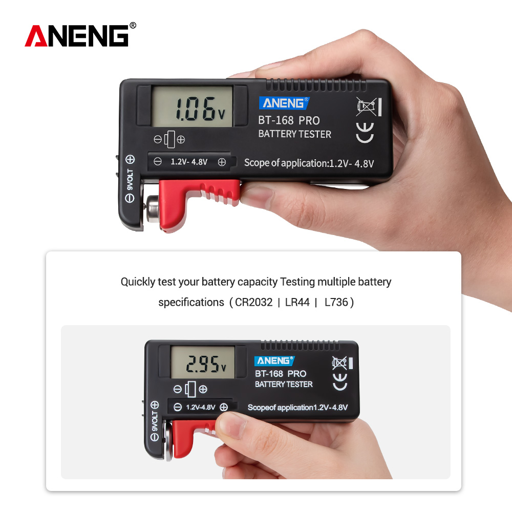 AN-168 POR Digital Lithium Battery Tester Checkered load analyzer Display Check AAA AA Button Cell Universal Capacity test