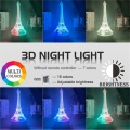 Double Color 3d Illusion Night Light Eiffel Tower for Home Decoration Nightlight Led Touch Sensor Hit Color Girl Night Lamp Gift