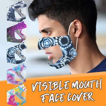 Scarf 5pcs Adult Transparent Pvc Clear Visible Expression Lip Reading Maskers Floral Printed Facial Shield Decoration