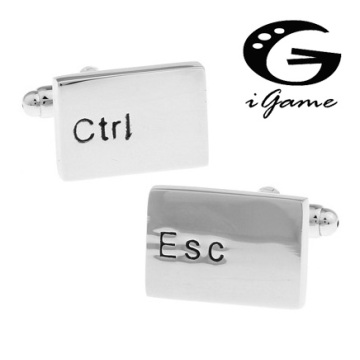 iGame Men Gift Keyboard Cuff Links Wholesale&retail Silver Color Copper Material Novelty Esc & Ctrl Design