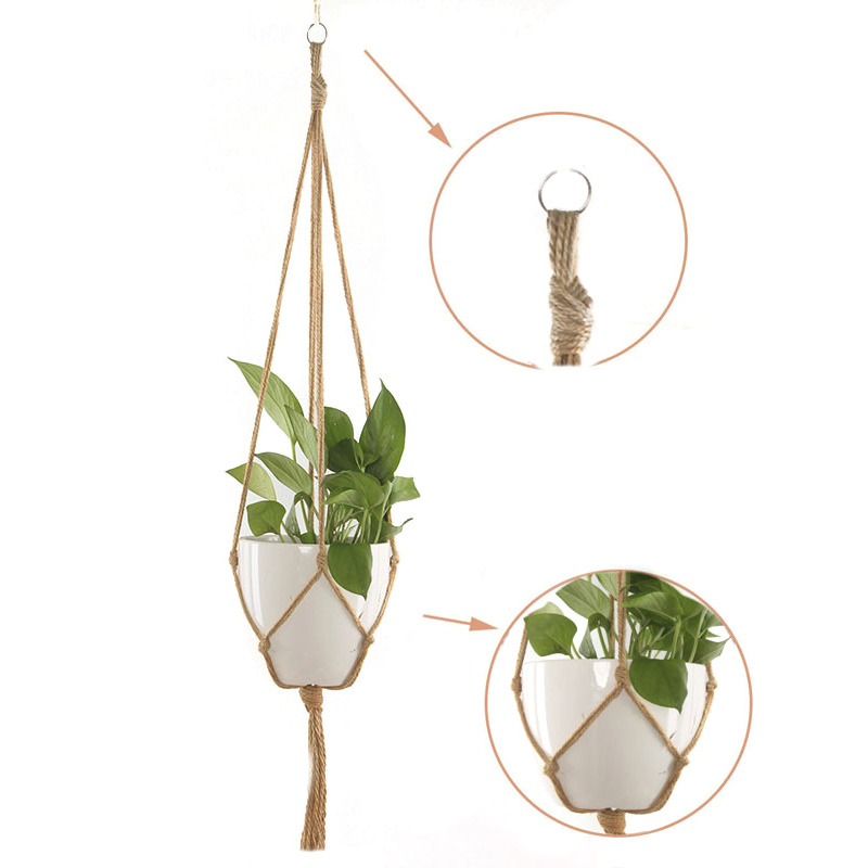 Handmade Macrame Gardening Green Plant Hanger Flower Pot Net Bag Hemp Rope Hanging Basket Indoor Outdoor Hook Decoration