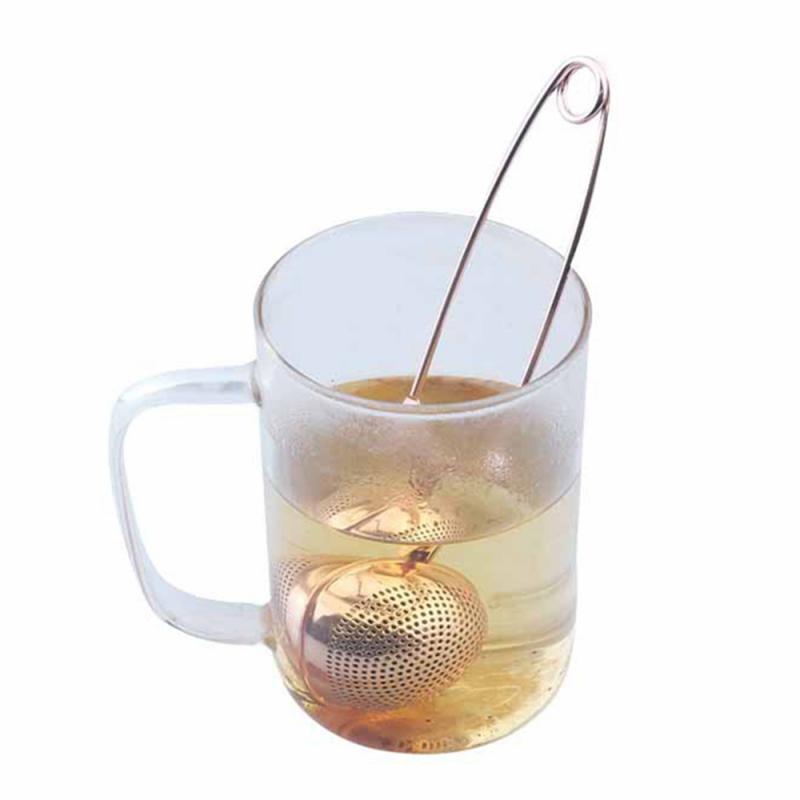 Tea Infuser Stainless Steel Sphere Mesh Tea Strainer Coffee Herb Spice Filter Diffuser Handle Tea Ball Rose Gold