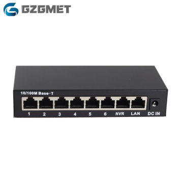 24V 8 Port POE Switch Ethernet 100Mbps Network IP Cameras Wireless AP 6 + 2 Network Switches 108W PoE HUB