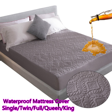 Double Fabric Watertight Bed Mattress Cover Waterproof Quilted Embossed Protector Pad Fitted Sheet Separated Water