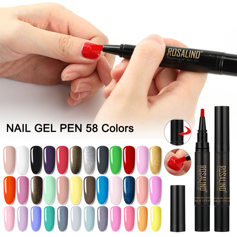 One Step Gel Nail Varnish Pen Glitter Portable Nail Art Pure Color Gel Polish Hybrid Easy To Use UV Gel Paint Glue 5ML
