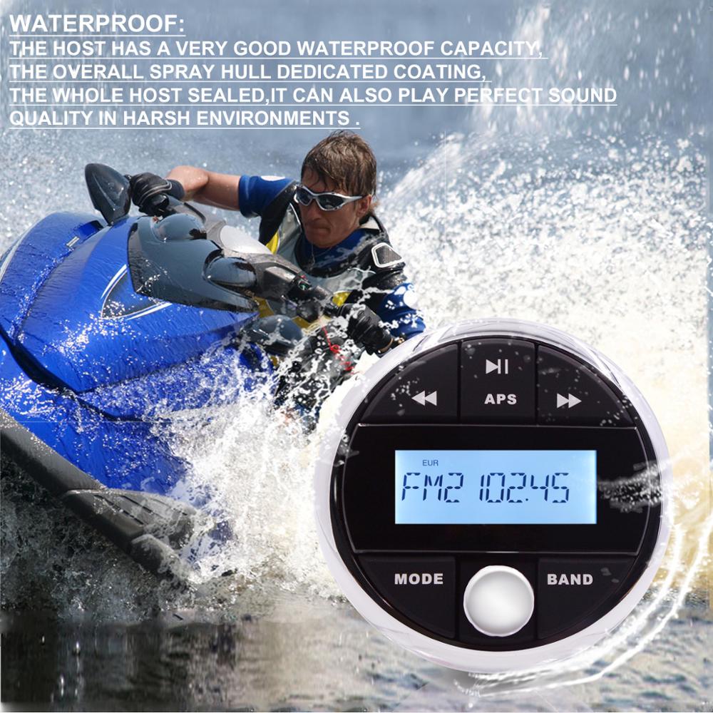 Waterproof Marine Bluetooth Radio Audio Stereo Sound System Digital Media FM AM Car MP3 Player For ATV UTV Boat Yacht Motorcycle