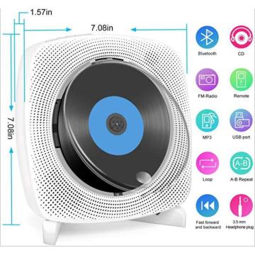 Portable CD Player Wall Mountable Bluetooth Home FM Radio Built In HiFi Speakers with Remote Control supports MP3 WMA VCD DVD