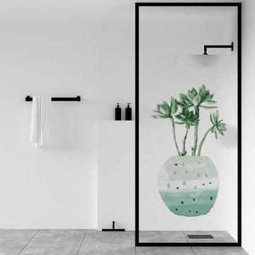 No-glue Frosted Window Cover Film Waterproof Static Cling Glass Foil Window Sticker Monstera plant Bathroom