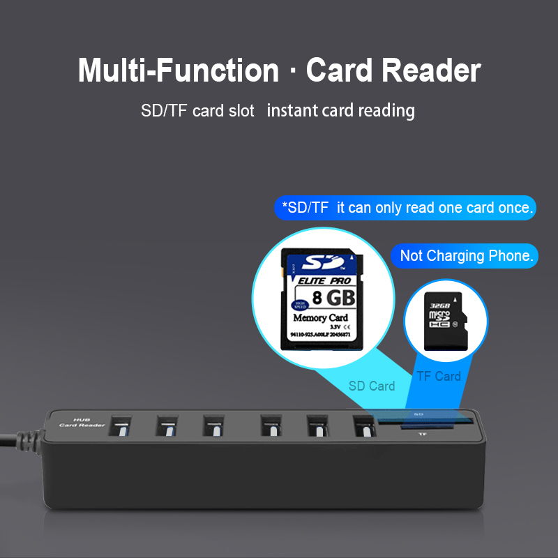 USB Hub 3.0 Multi USB 3.0 Hub USB Splitter High Speed 3 / 6 Ports Hab TF SD Card Reader All In One For PC Computer Accessories