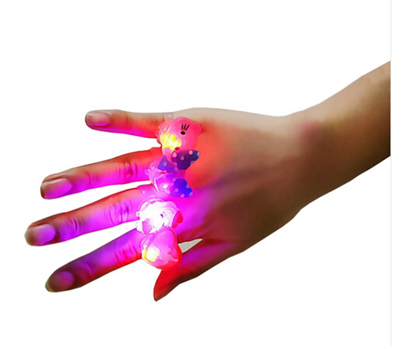 10Pcs/lot Kids Cartoon LED Flashing Light Up Glowing Finger Rings Electronic Halloween Fun Toys Gifts for Children