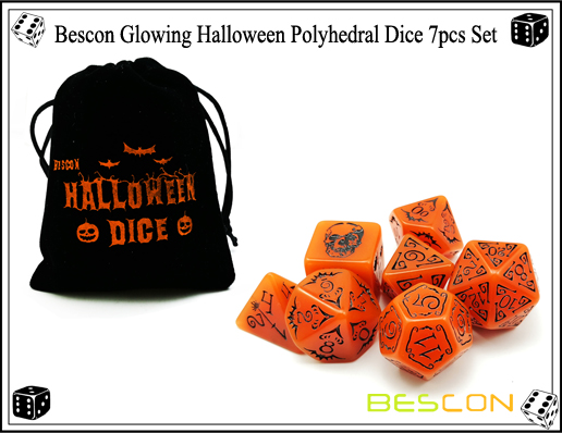 Bescon Glowing Halloween Polyhedral Dice 7pcs Set-7