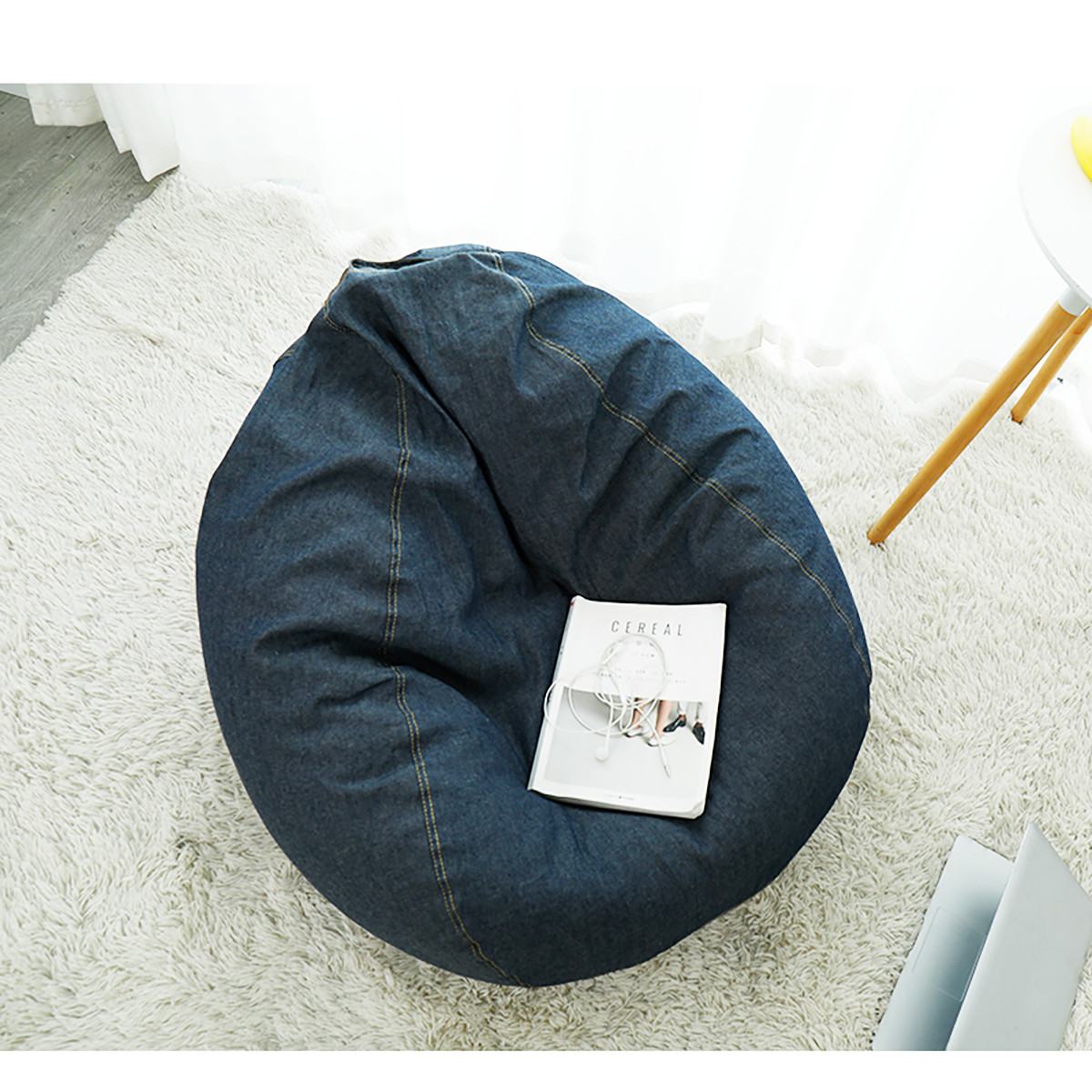 Denim Bean Bag Lazy Sofas Cover Lounger Seat Living Room Furniture Without Filler Pouf asiento Couch Tatami Chairs Cover 3 Sizes