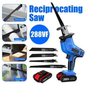 288VF Adjustable Speed Electric Cordless Reciprocating Saw Chainsaw Wood Metal PVC Pipe Cutting Saw Power Blades Tool EU Plug