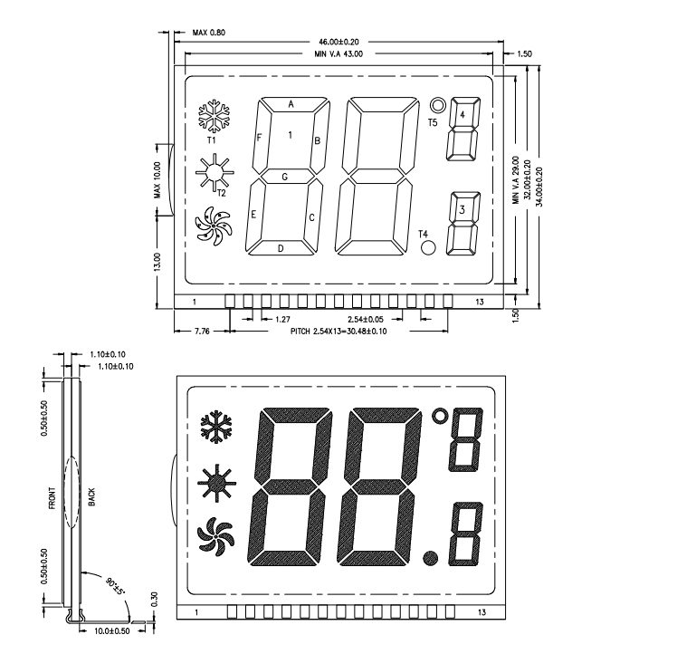 custom VA LCD display for home appliance