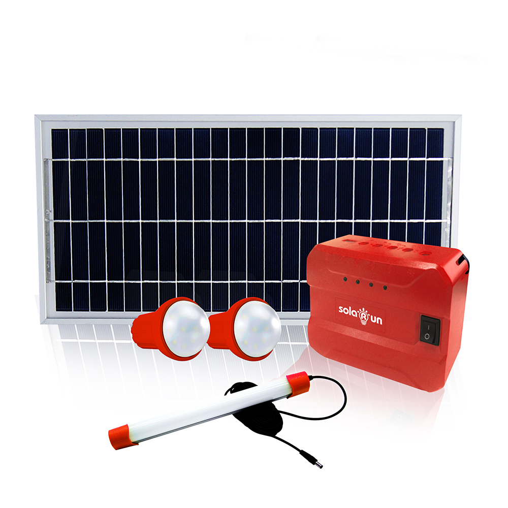 Solarun outdoor charger function solar energy home power systems AC/DC generator with 3 light and fan