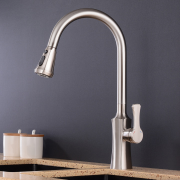 Chrome Kitchen Faucet Tap Rotation Mixer Swivel Pull Out Durable Sink Sprayer Single Hole Sink Mixer Faucet