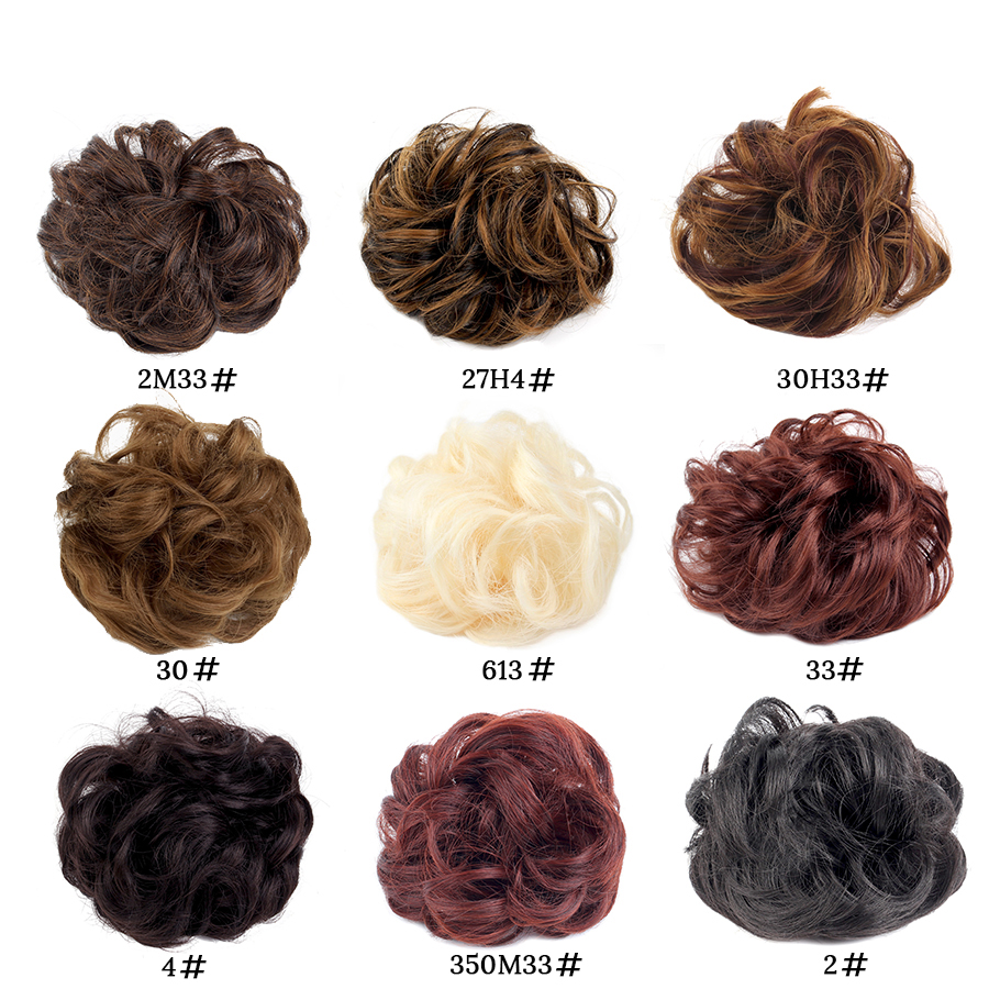 AliLeader Messy Elastic Chignon Ponytail Synthetic Hair Bun Elastic Ring Wrap Girls Curly Scrunchie Chignon Hair Bun With Rubber