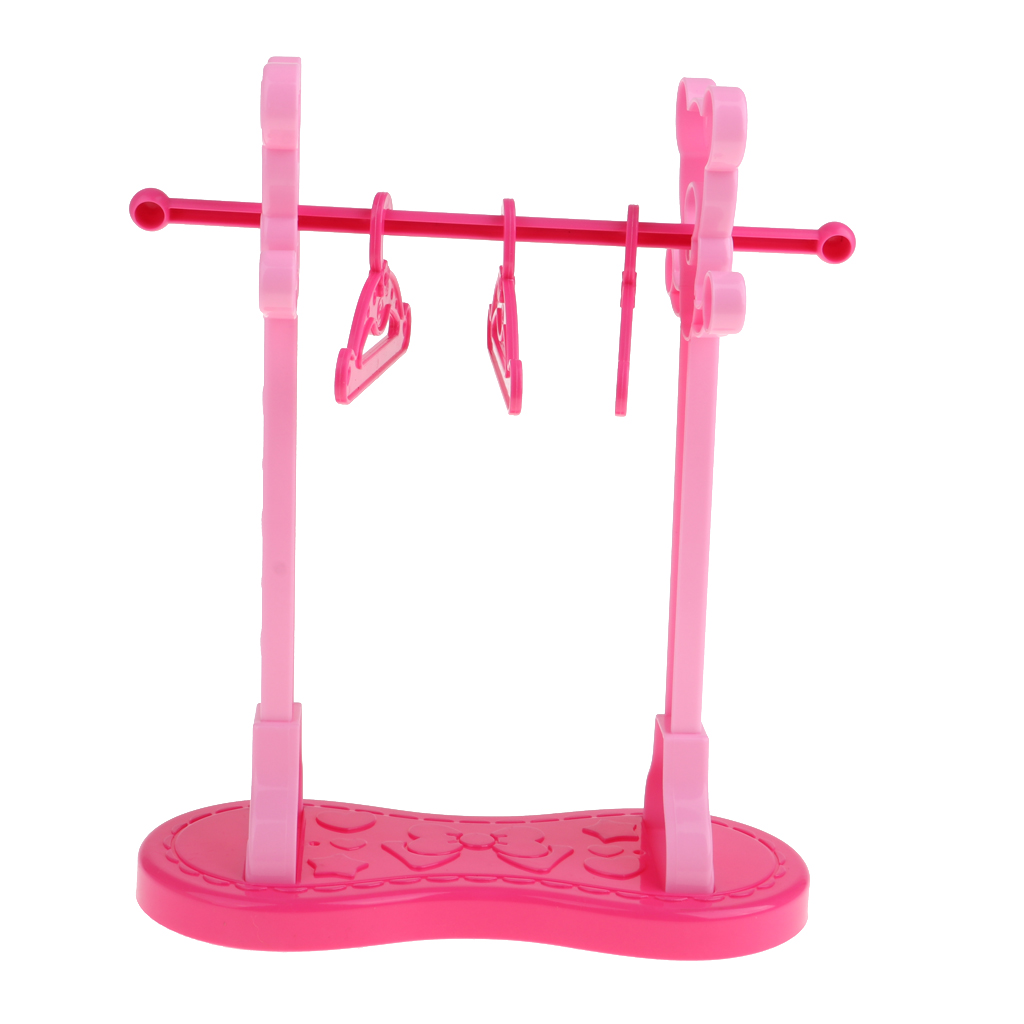 Doll Plastic Clothes Hanging Shelf Hanger for Mellchan Dolls Clothing Dress Furniture DIY Children Toys