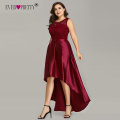 Plus Size Cocktail Dresses Ever Pretty Elegant Lace A-line Sleeveless High Low Burgundy Satin Short Party Dresses with Sashes