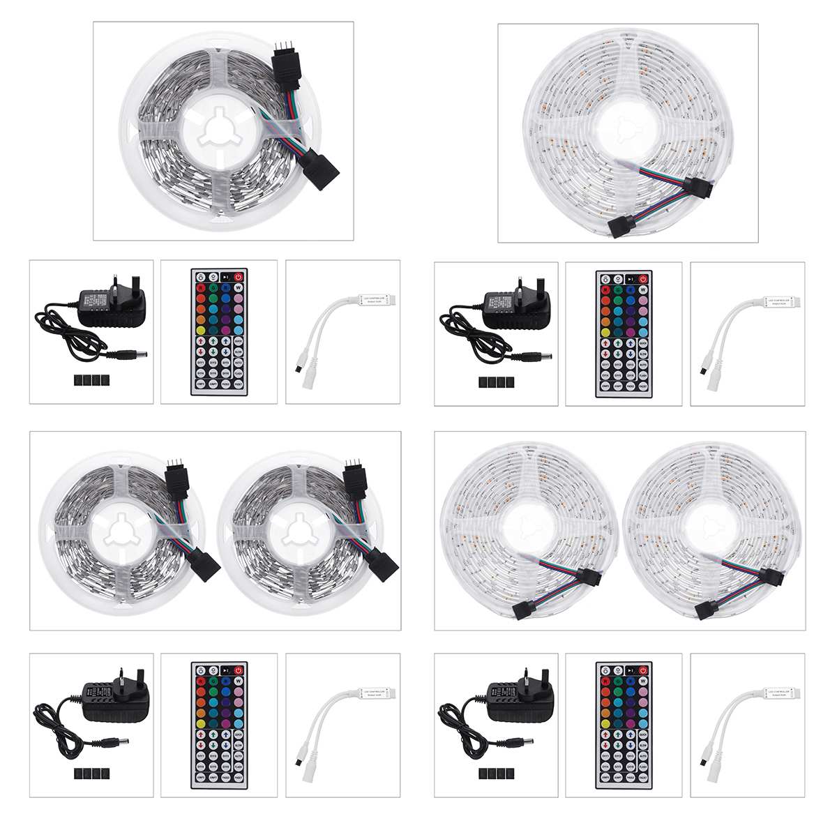 12V LED Light Strip 5M/10M 16.4ft/32.8ft 5050 RGB 16 Milions Colors Flexible Changing LED Rope Lights with Remote +UK Adapter