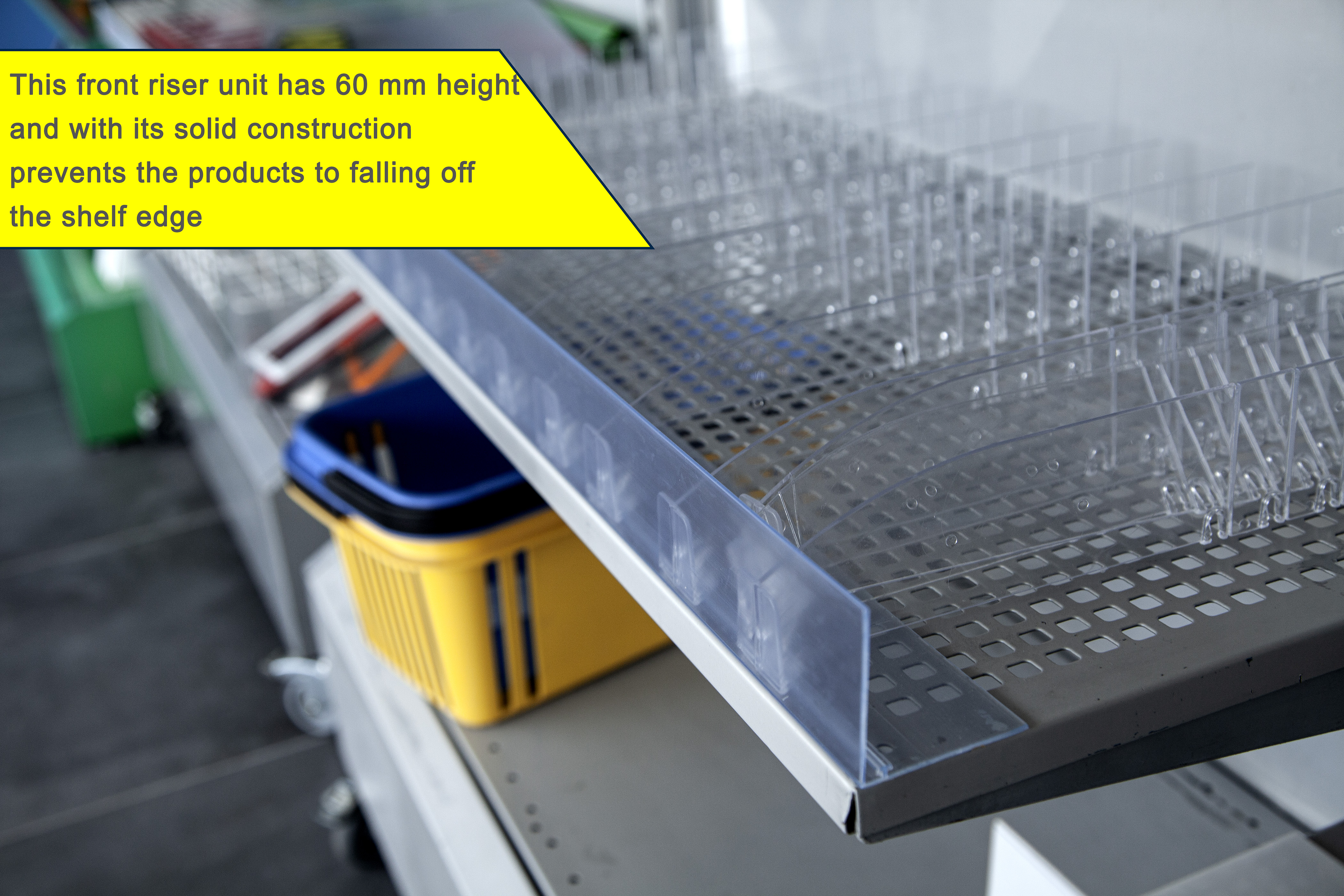 Plastic PVC Clear Storage Rack Shelf Dividers Side Splitter Holder In Supermarket Retail Stores 100cm Shelf Edge